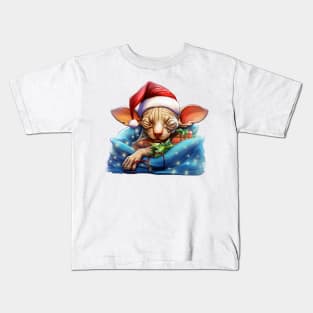 Lazy Sphynx Cat At Christmas Kids T-Shirt